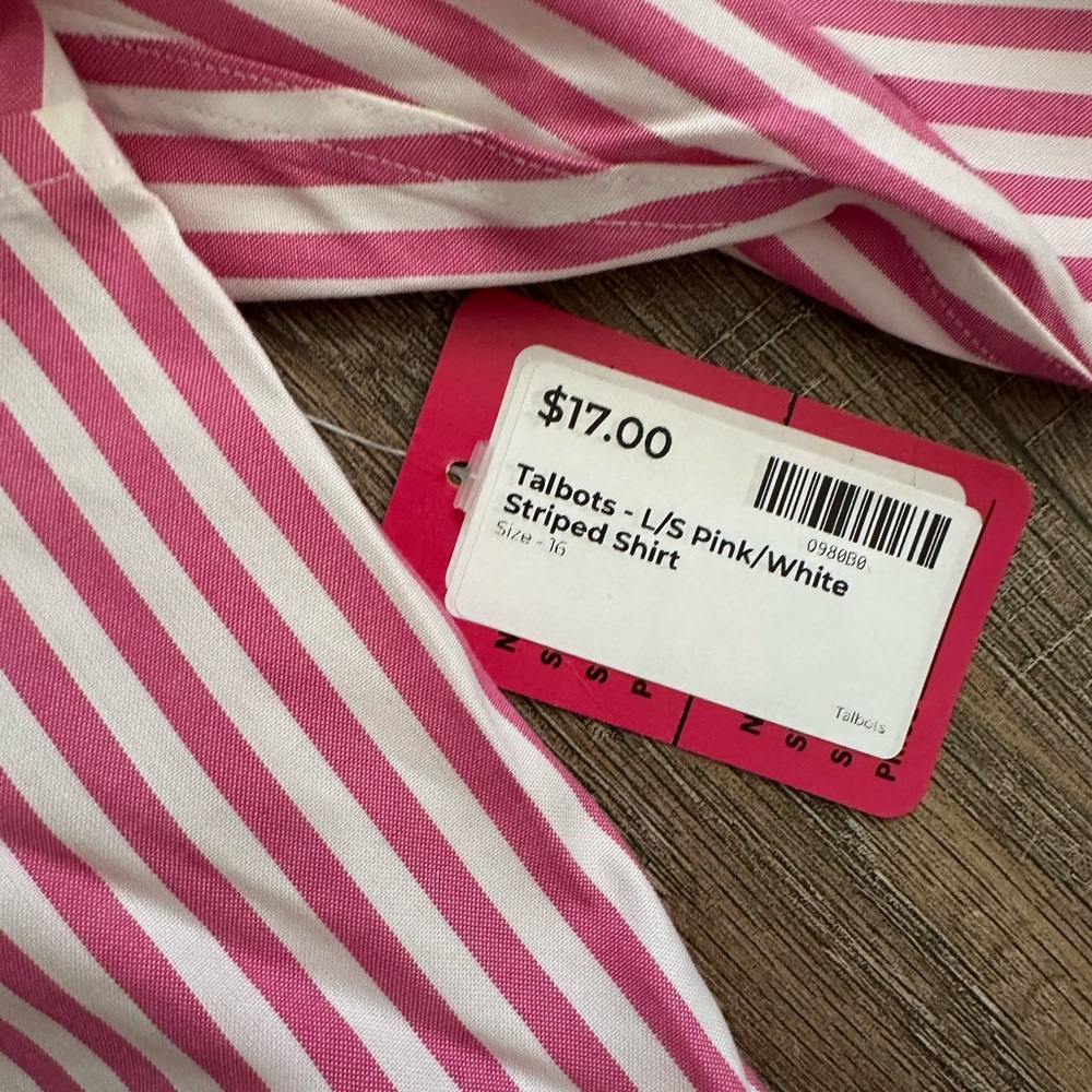 Talbots Pink and White Striped Button Down Shirt - Picture 5 of 5